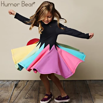 

Humor Bear 2-6Y New Fashion Fall Winter Colorful Long Sleeve Cotton Cute Baby Girl Party Princess Dresses For Kids Girls Dress