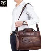 BULLCAPTAIN Briefcase Shoulder Messenger Bags Men's Genuine Leather 14-inch Laptop Bag's Men's Briefcase Office Business Handbag 2