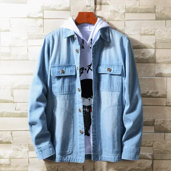 

Men's Wear 2019 Autumn Cowboy Coat Male Big Code Loose Fat Man Jacket