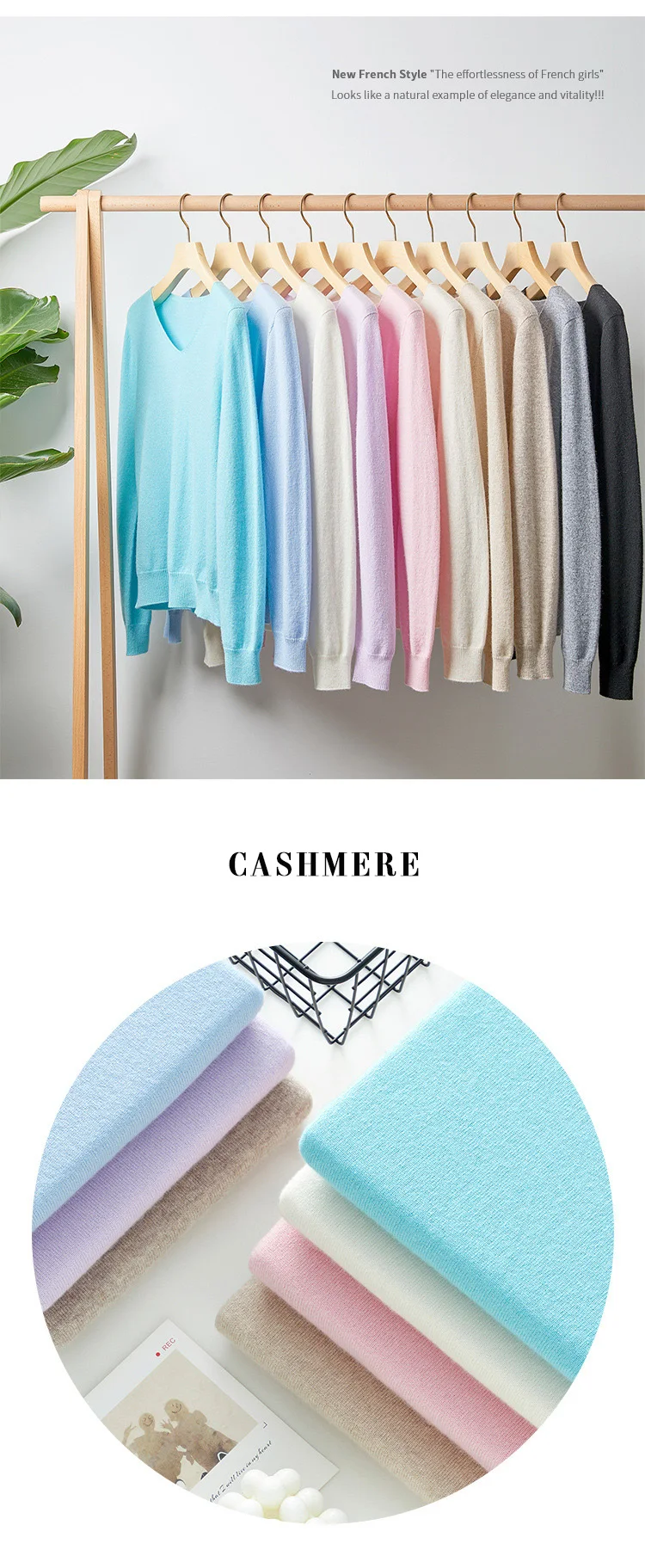 SuyaDream Women Sweaters High Quality 100%Cashmere Basic V neck Pullovers 2021 Fall Winter Simple Chic Knit Wear SuyaDream Women Sweaters High Quality 100%Cashmere Basic V neck Pullovers 2021 Fall Winter Simple Chic Knit Wear