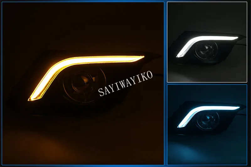 2 шт. для Mazda 3 Mazda3 Axela 2013 светодиодный DRL Дневной светильник тумана желтый Поворотная сигнальная лампа для укладки волос