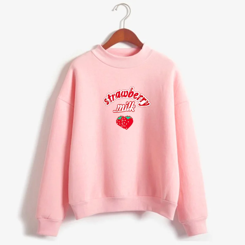  2020 Harajuku Kawaii Strawberry Milk Hoodie Sweatshirt Tops Women Kpop Lolita Style Strawberry Swea