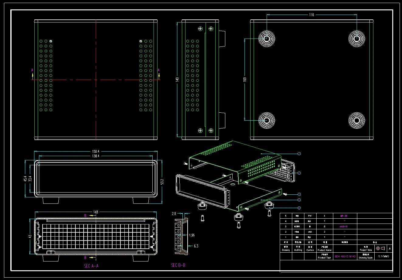 DIY Elektronische Projekt Box Eisen Metall Box Eisen Anschlussdose Eisen Gehäuse Verteilerkasten ABS Kunststoff Panel 150*140*45mm – Detail 7