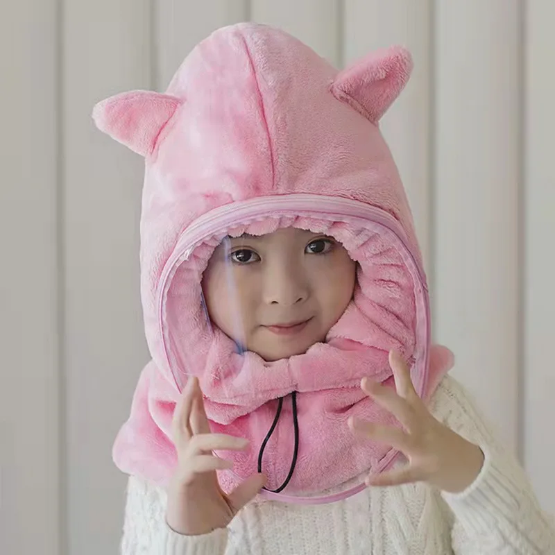 New Fashion Warm Hats Winter Children Beanies Plus Velvet Winter Hats For Women Men Hat With Glasses Cap