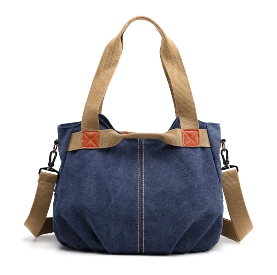 Большая вместительная ретро на одно плечо диагональная Элегантная универсальная холщовая Портативная сумка - Цвет: Navy blue