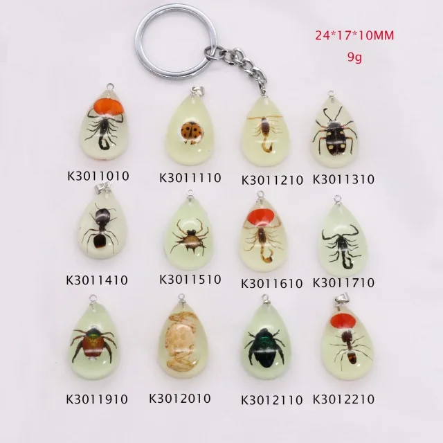 10pcs Scorpion Crab Keychain Glow in the Dark Real Insect Keychain Beetle Keychains for MenKey Ring Specimens Collecting Trinket