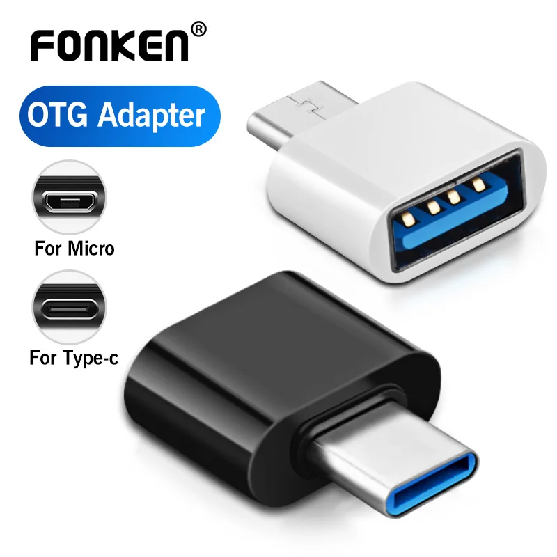 FONKEN OTG Type C To Usb 어댑터 2.0 마이크로 Usb 전화 어댑터 Usbc 스마트 폰 노트북-Usb 마우스 게임 패드 플래시 디스크 Otg 플러그