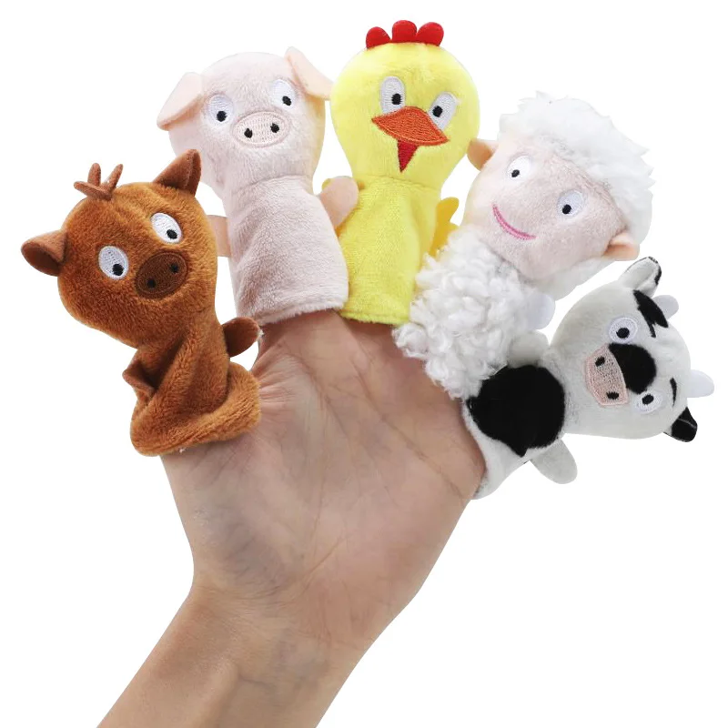5 Pcs/1 Lot Cartoon Animal Finger Puppet Child Toys Parent-child Early Childhood Education Puzzle Doll Kids Toy Plush Toys