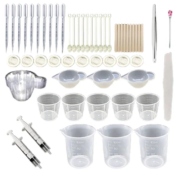 

Crystal Epoxy Resin Mold Kit DIY Crafts Jewelry Making Silicone Measuring Cup