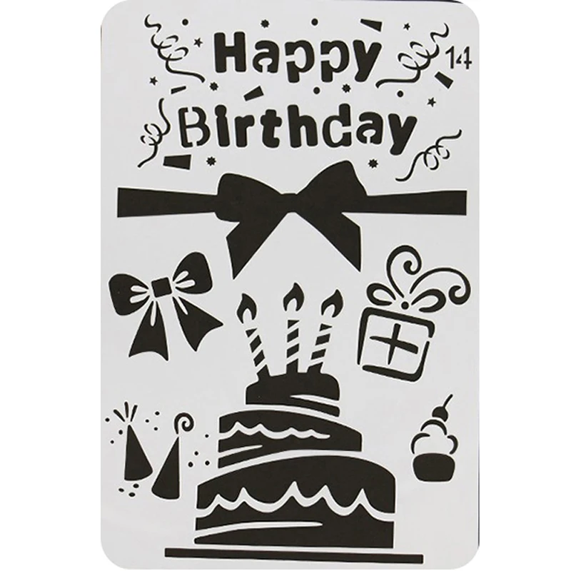 

Birthday Present Stencil Painting Template Embossing DIY Craft Accessories Sjablonen Scrapbook Reusable Office School Supplies