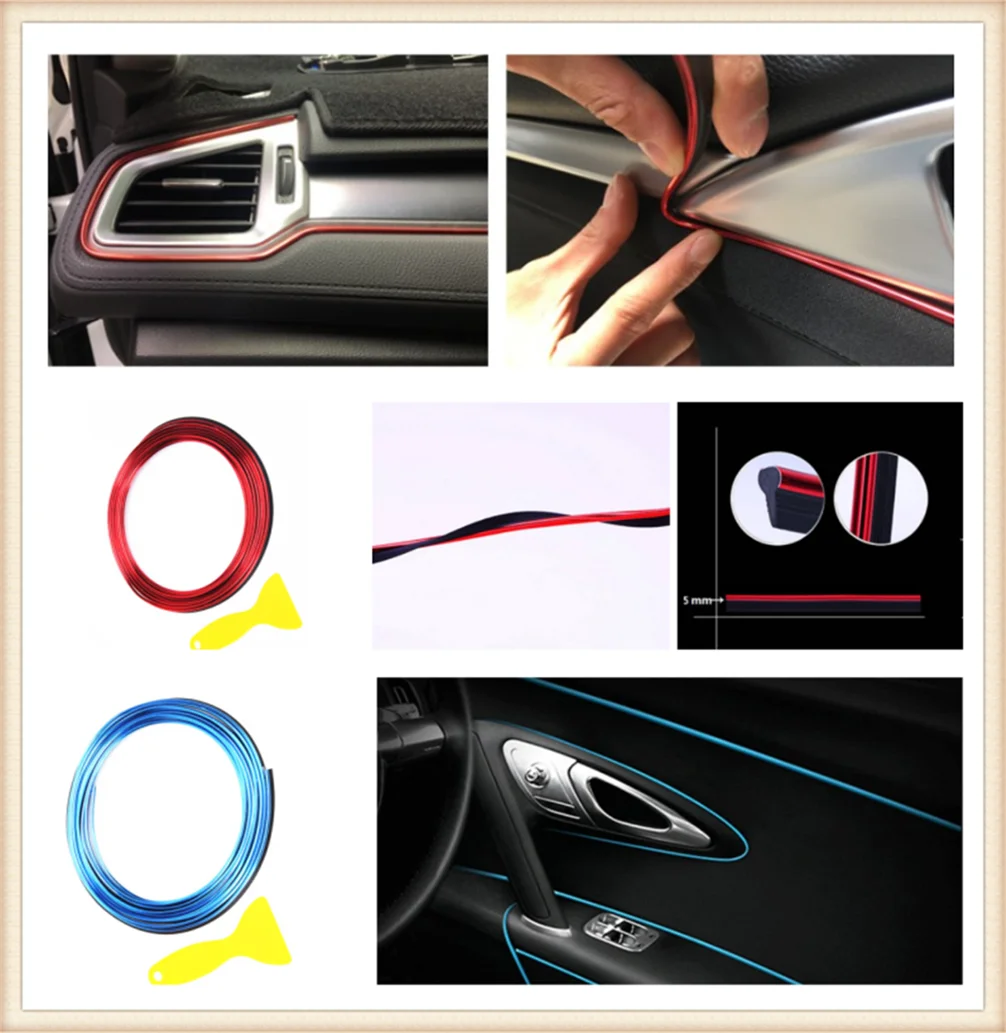 Car shape decorative strip door panel gap instrument modification line for Volkswagen vw Touran 1.4 Fox 1.2 Touareg2 GolfA5 GT