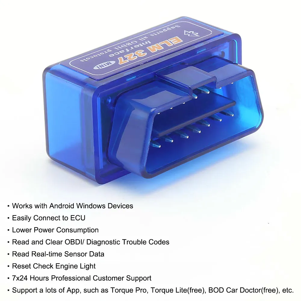 AOTSR Super Mini Elm327 Bluetooth OBD 2 V1.5 Elm 327 V 1.5 Car Diagnostic-Tool Scanner Elm-327 OBDII Adapter Auto Diagnostic