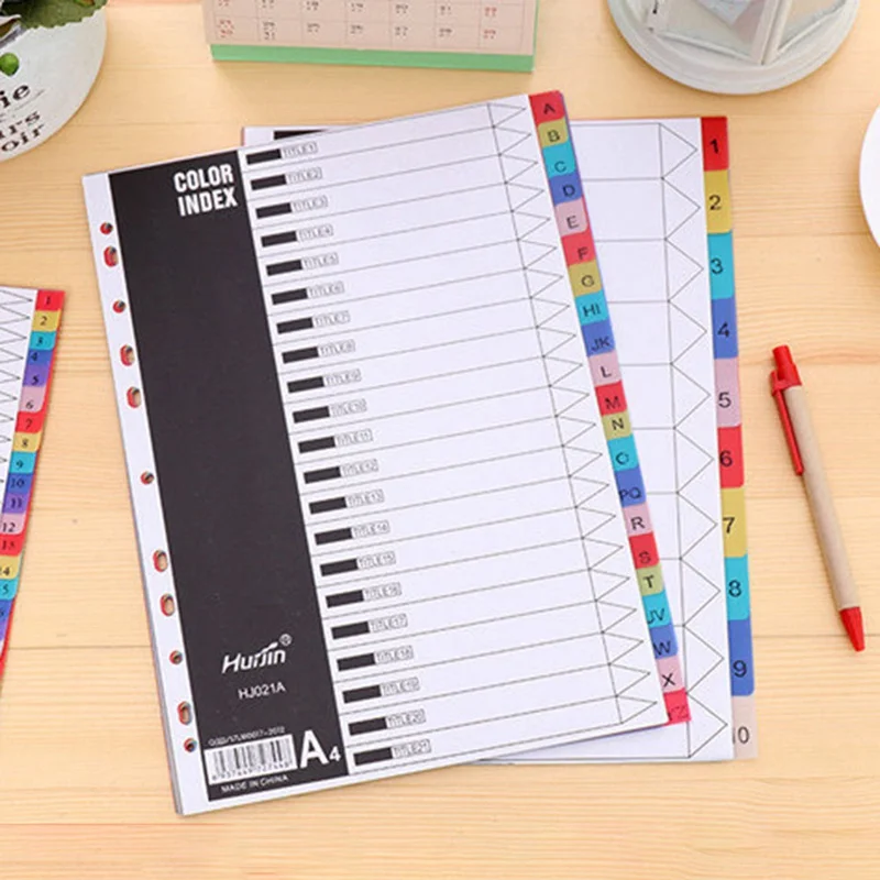 

A4 31Pages Colored PP Binder Index Divider 11Holes Archives Files Color Index Binder Office Supplies