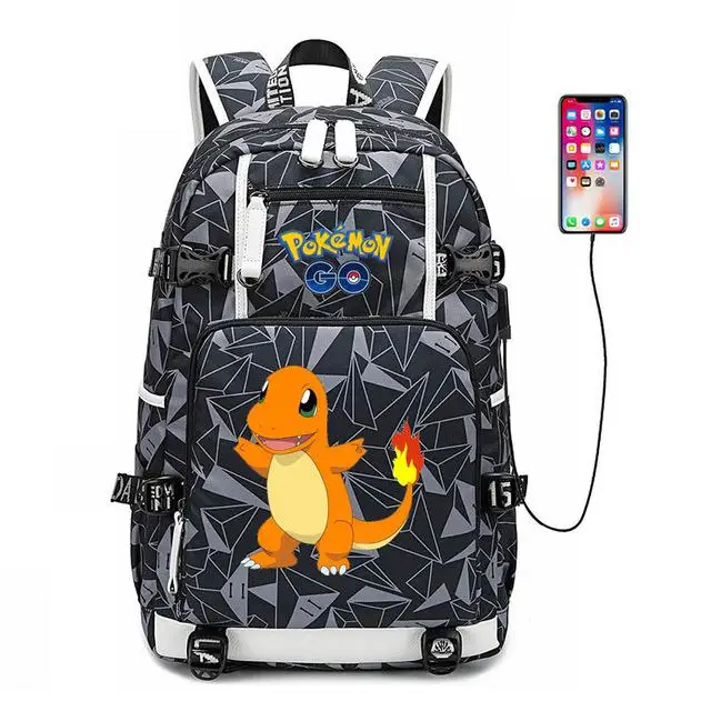 Аниме Покемон го рюкзак большой емкости студенческий школьный ноутбук сумка светящаяся зарядка через usb сумка Пикачу для подростков мальчиков и девочек - Цвет: 10