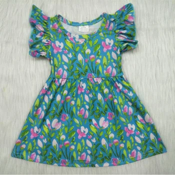 

new infant girl dress summer fashion toddler kid baby flutter sleeve dress A-line print floral pattern baby girl summer dress