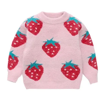 

Girls Sweater Cute Baby Princess Pullover Clothes New Strawberry Kids Kintted Sweaters for Children Warm Soft Clothing