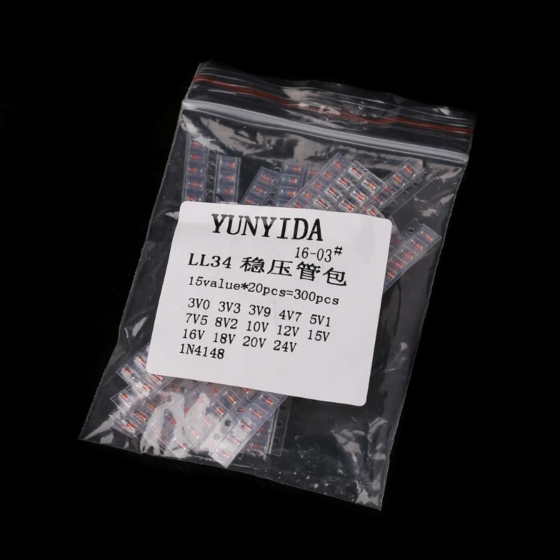 300 шт 15 значений LL34 SMD зенеровский Диод 1/2W 3V-24V 1N4148 Ассортимент Комплект |