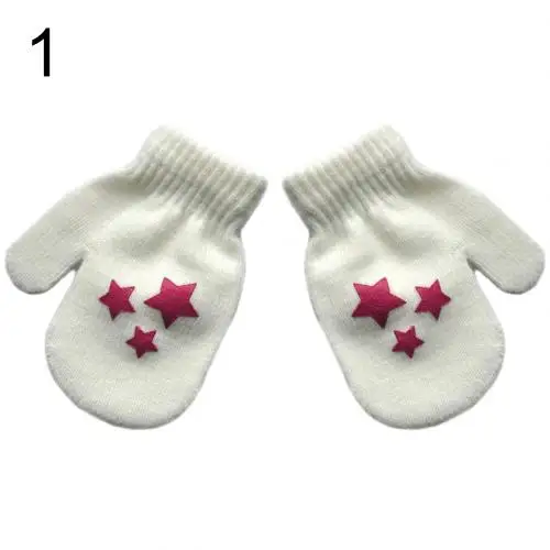 SANWOOD/1 пара зимних милых антицарапки для новорожденных, Хлопковые вязаные варежки с принтом звезды и сердца для малышей - Цвет: 1