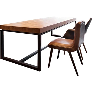 

loft American retro old wrought iron dining table solid wood dining table and chair combination long computer table conference t