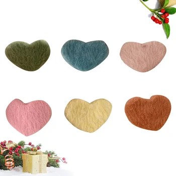 

6 pcs Fashion Hair Clips Plush Lovely Candy Color Heart Shape Hairpins Hair Accessories Barrettes for Girls Women