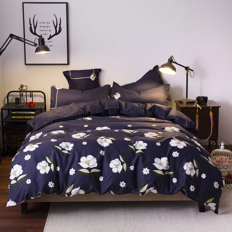 

Queen Size Bed Linen Set Blue Flamingos Printed Single Twin Double Bedspreads Bedding Set King Size Duvet Cover Sheet Pillowcase