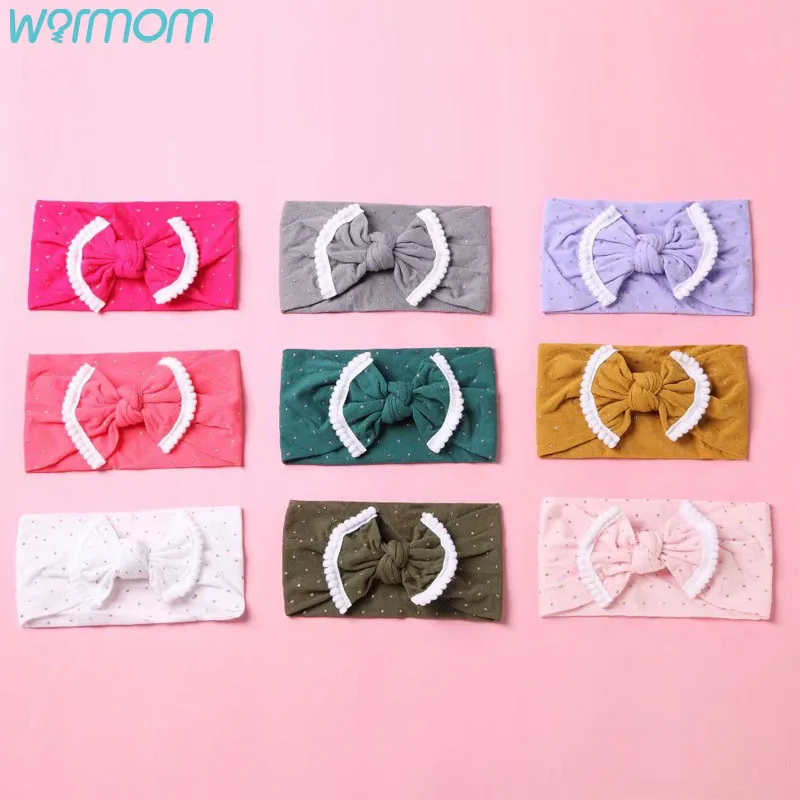 Warmom Baby нейлоновые повязки в горошек повязка на голову с большим бантом