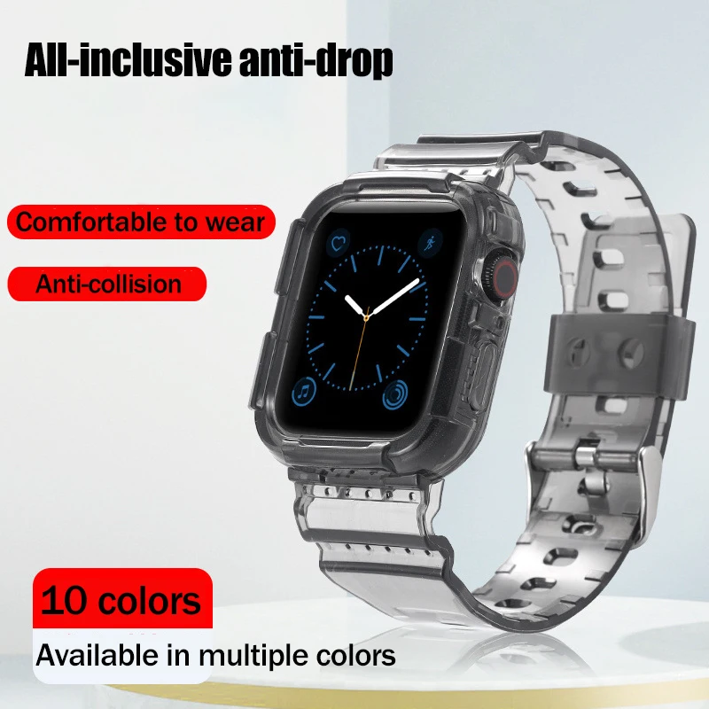 Case+Strap For Apple Watch Band 40mm 44mm 42mm 38mm Accessories Soft Transparent Bracelet iWatch for iWatch Series 6 5 4 3 2 1 Case+Strap For Apple Watch Band 40mm 44mm 42mm 38mm Accessories Soft Transparent Bracelet iWatch for iWatch Series 6 5 4 3 2 1