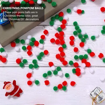 

4 Packs 1CM Christmas Pompom Balls DIY Handmade Material Plush Ball Fluffy Balls