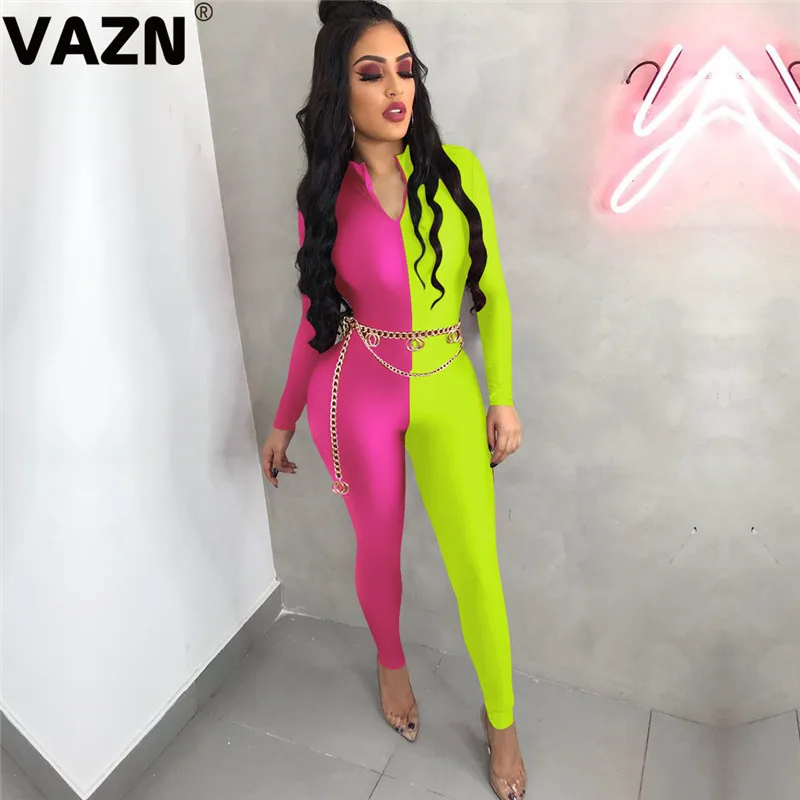 VAZN, новинка, хит, модный уличный комбинезон, Spencil, Повседневный, с соединением, бодикон, сексуальные длинные штаны, облегающий, с круглым вырезом, длинный комбинезон