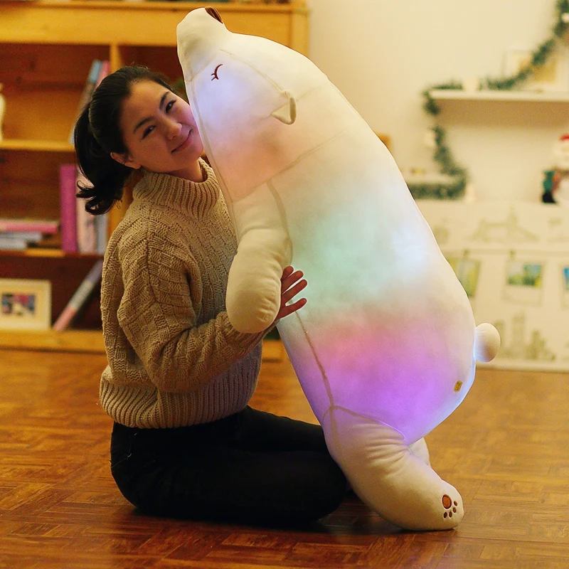 1 шт. 45-110 см светящиеся плюшевые игрушки белый медведь красочные светящиеся игрушки животных для девочки Kawaii светодиодный светильник игрушка мягкая подушка для ребенка