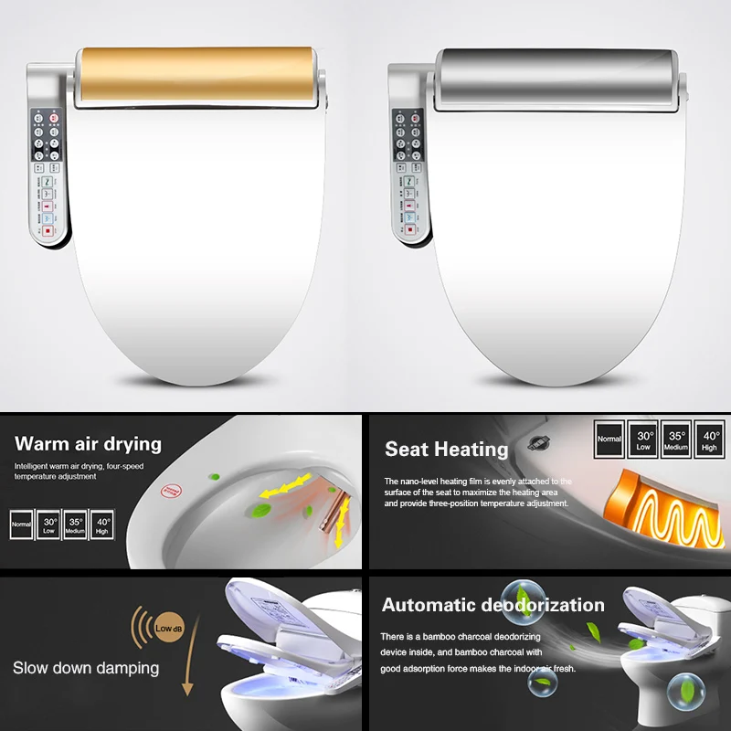 KOHEEL New Intelligent Toilet Seat Gold Silver Side Panel Control Electric Bidet Smart Bidet Heatin