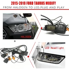 CZMOD Car Headlight Modification Upgrade Special Wiring Adapter Harness For 15-18 Ford Taurus From Halogen To LED Plug And Play