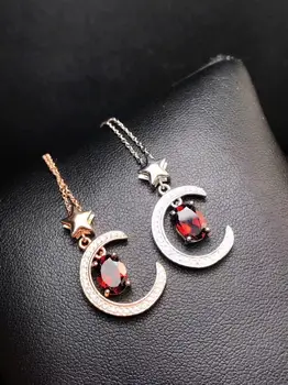 

big sale New Natural Garnet Pendant of necklace for women 925 Sterling Silver gold plated certificate natural gem necklace