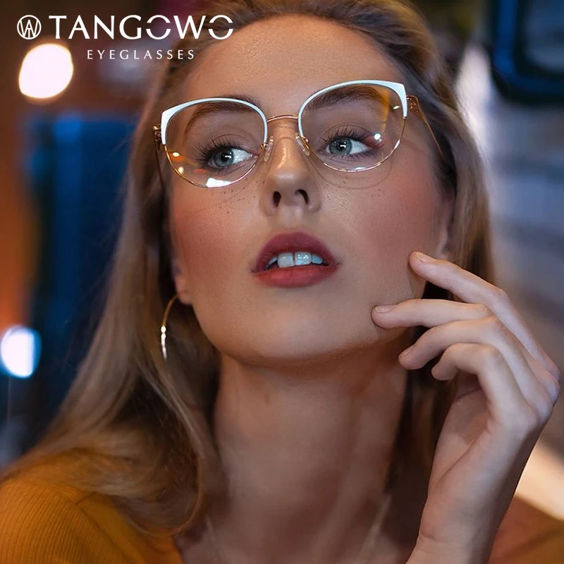

TANGOWO Brand Design Women Fashion Cat Eye Glasses Frame Ladies Trending Eyewear Myopia Prescription Optical Eyeglasses 2020