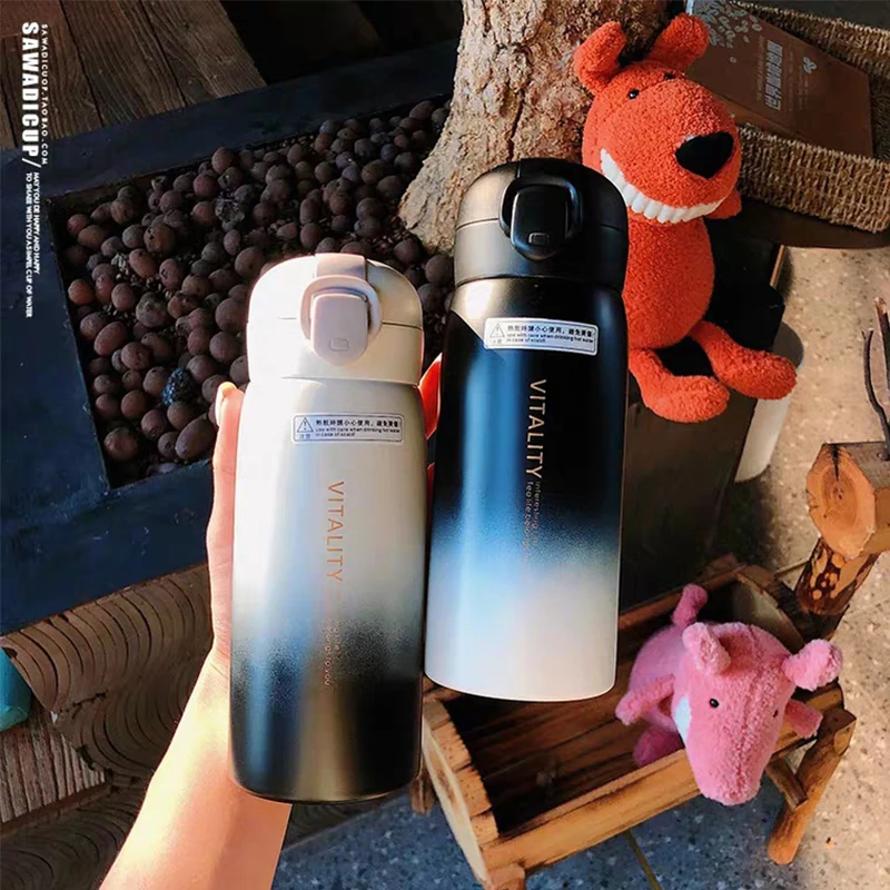 

380ml 520ml Double Wall Stainless Steel Vacuum Flask Thermos Cup Gradient Color for Girls Mug Gifts Thermos Coffee Tea Bottle