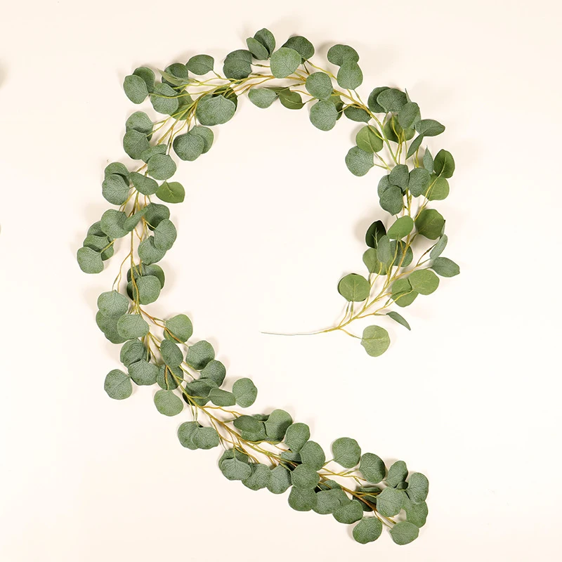 

Artificial Fake Eucalyptus Garland Leaf Vine Green Leaves Wedding Backdrop Decor Artificial Rattan