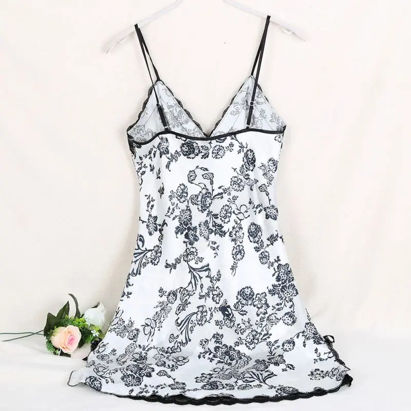 Women's new sexy lace V-neck double slit home service Evening dress sleeveless women's clothing