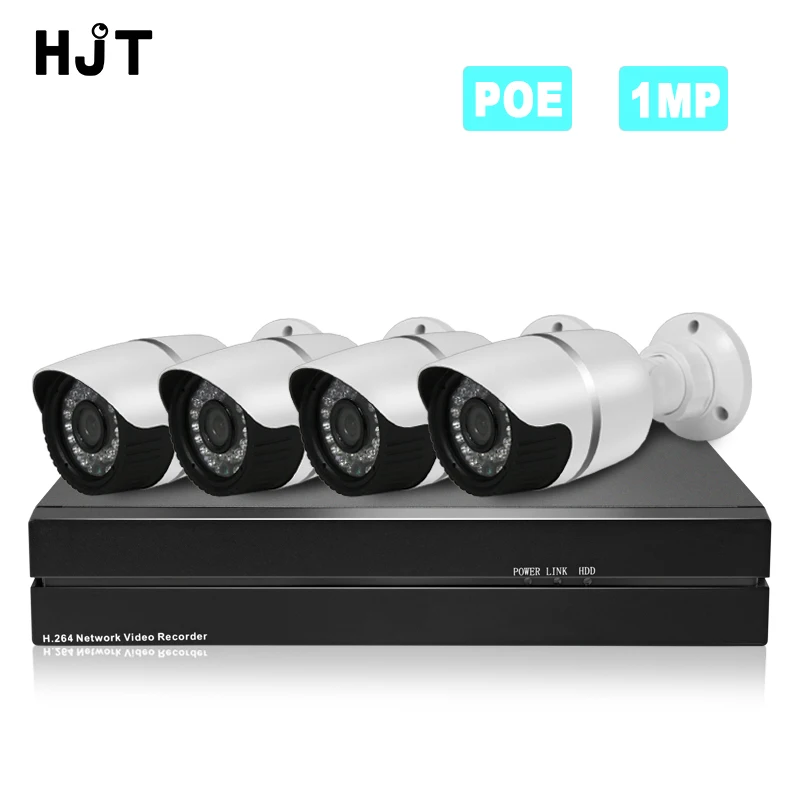 

HJT H.264 4CH Surveillance Kit 720P 1MP POE 48V IP Camera 8CH NVR Security System CCTV Set Outdoor Onrif 2.1 Network P2P