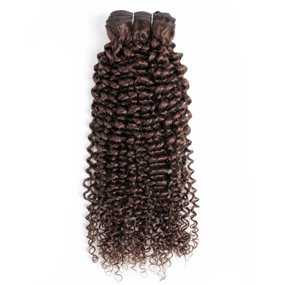 Kisshair #4 Jerry Curly Dark Brown Hair Bundles 1/3/4pcs/lot 10 to 24 Inches Pre-colored Brazilian Human Hair Extension
