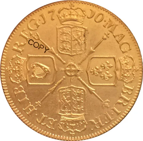 24 K позолоченный 1710 Великобритания 1 Guinea-Anne копия монет