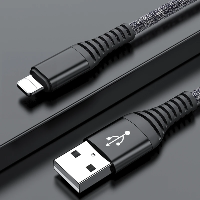 3.1A USB кабель для iPhone, зарядное устройство, быстрая зарядка данных, кабель для мобильного телефона для iPhone Xs Max Xr X 11 8 7 6 6S 5S iPad, провод, шнур 2 м - Цвет: Серый