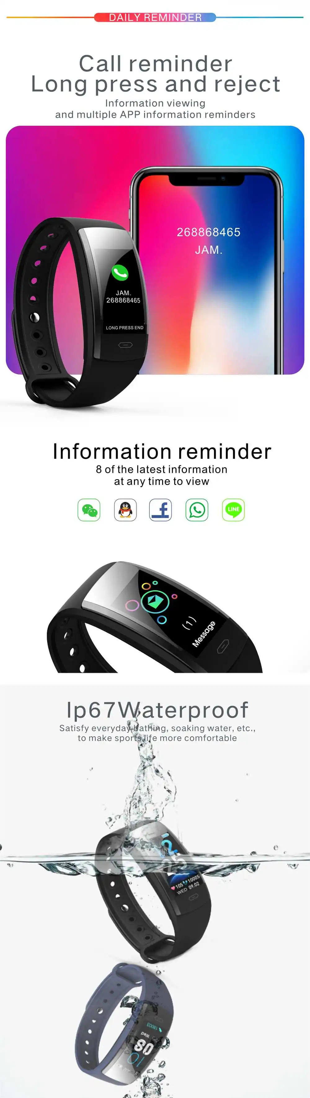 Bakeey QS 90Plus Smart Watch Continuous Heart Rate BP BO Monitor Smartwatch Sport Modes Brightness Control Colorful Wristband