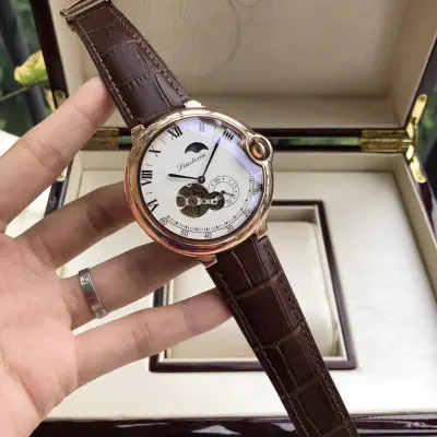 Супер роскошные мужские Tourbillon, полые механические часы, модные повседневные часы с водным призрачным подъемным циферблатом, Мужские автоматические наручные часы - Цвет: A1 Rose Brown