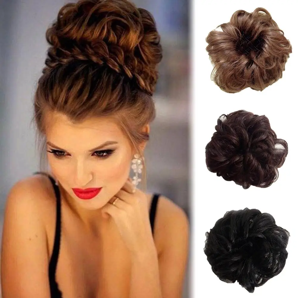 

Women Hairs Bun Extension Wavy Curly Messy Chignons Wig Hairpiece Scrunchie