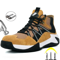 Bottes de sécurité en daim de vache pour hommes, chaussures de travail indestructibles, antistatiques 6kv, chaussures industrielles Anti perforation 