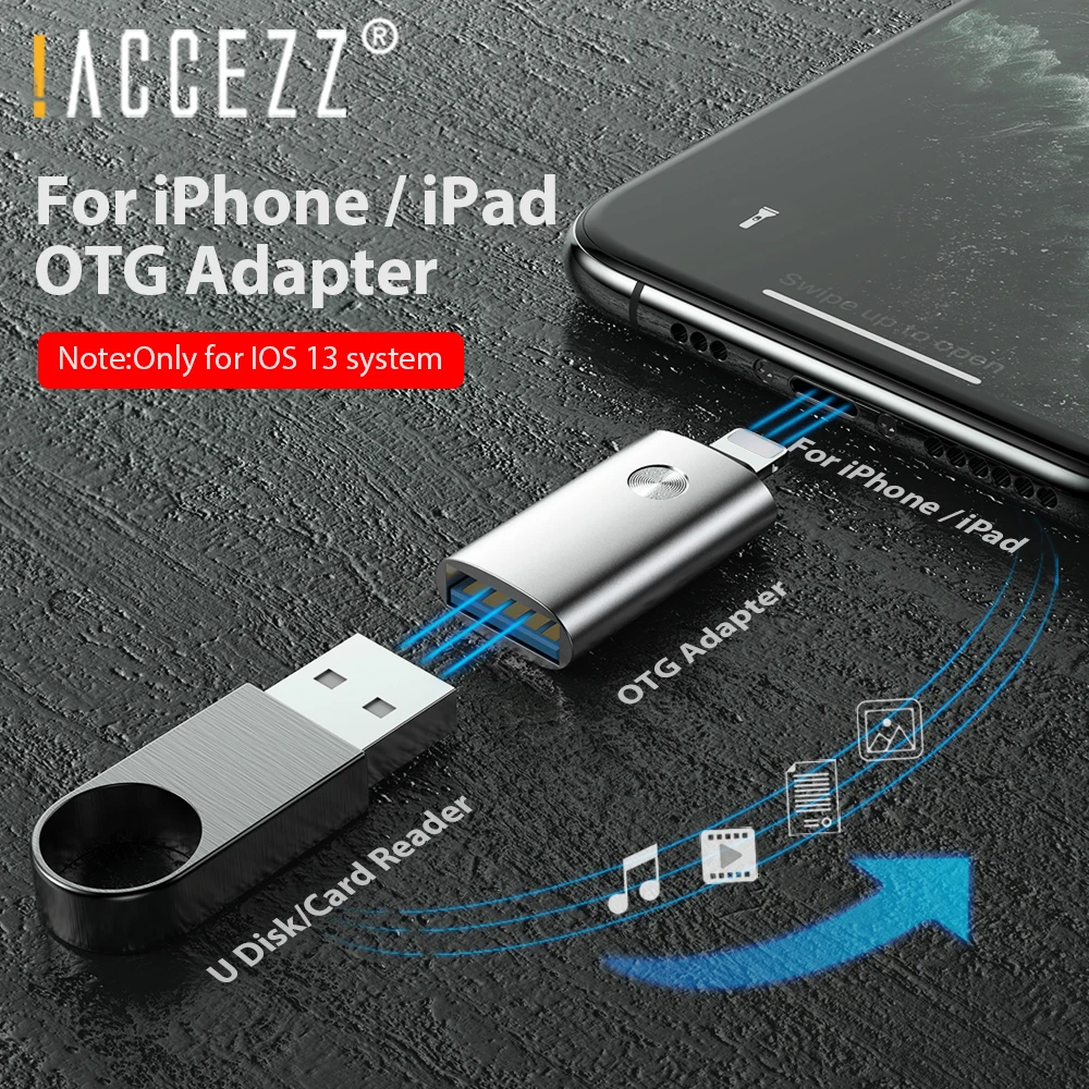 

!ACCEZZ USB OTG Adapter For iPhone 11 Pro Max X 7 Laptop Keyboard Connector Lighting to USB 3.0 Adapter Tablet Camera For iOS 13
