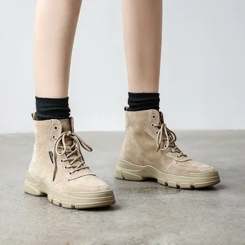 

2019 Winter High Platform Boots Women Thick Sole Shoes Leather Wedge Sneakers Women Retro Casual Shoes Russia Snow Boots