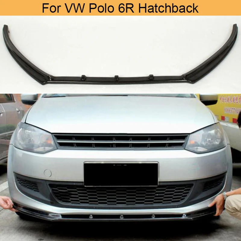 Спойлер для переднего бампера из углеродного волокна Volkswagen VW Polo 6R 2011 2013 спойлер