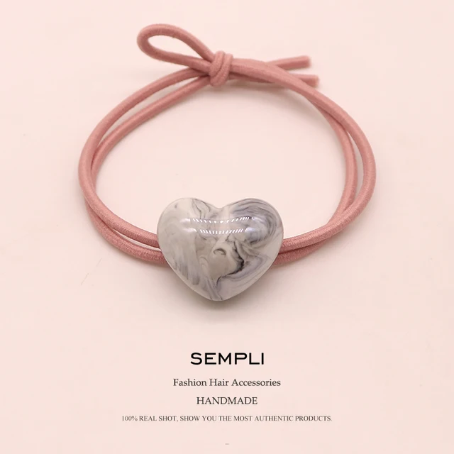 Sempli Pink Color Solid Elastic Hair Bands Love Dog Headband Women Animal Rubber Band Lady Letters Hair Accessories Scrunchie Pink