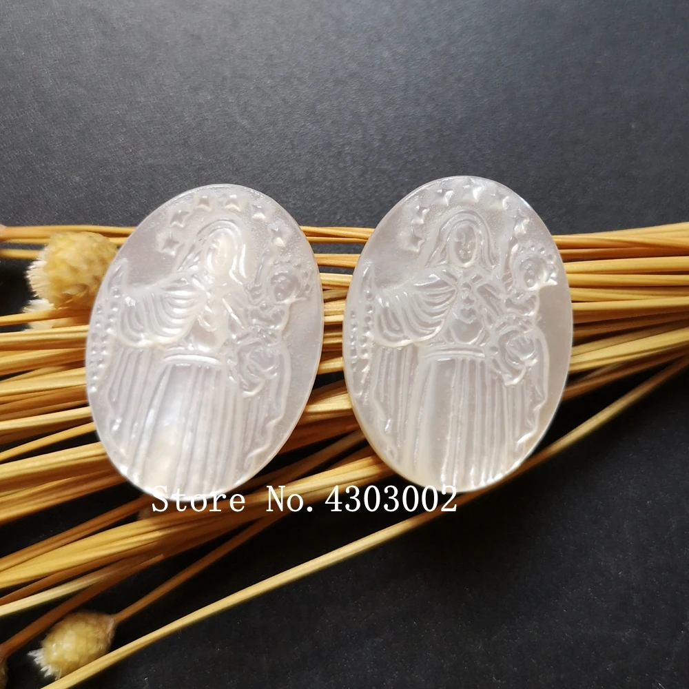 5pcs/lot 18xx25mm Natural Oval Lady Of Mount Carmel Mother of Pearl Shell Madonna Pearl Shell MOP for DIY Jewelry